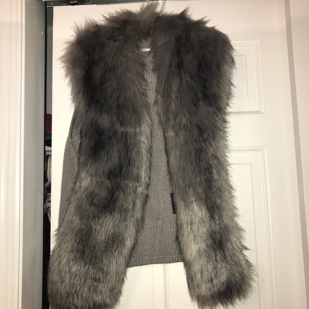 Gray fur vest- worn only once